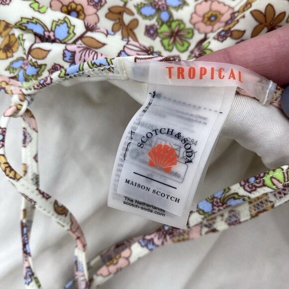 Scotch & Soda Tropical Size Small Smocked Floral One Piece Swimuit Strappy Ditsy - Picture 12 of 14